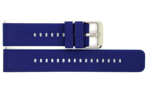 HC Horlogeband, Navy Blue - 20mm. - Flexibele Silicone band met RVS gesp. - 19907
