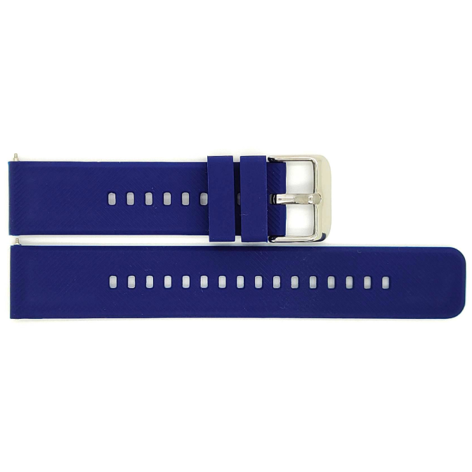 Horlogeband, Navy Blue - 20mm. - Flexibele Silicone band met RVS gesp. - 19907