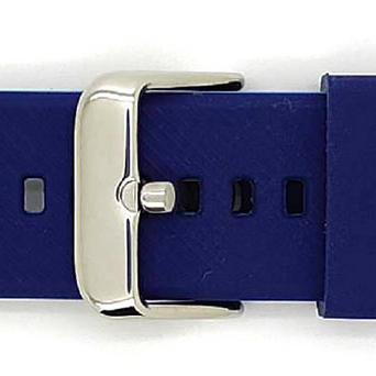 Horlogeband, Navy Blue - 20mm. - Flexibele Silicone band met RVS gesp. - 19907