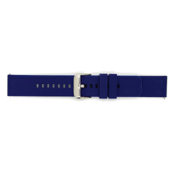 Horlogeband, Navy Blue - 20mm. - Flexibele Silicone band met RVS gesp. - 19907