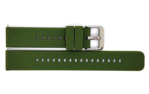 HC Horlogeband, Groen - 18mm. - Flexibele Silicone band met RVS gesp. - 19909