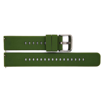 Horlogeband, Groen - 18mm. - Flexibele Silicone band met RVS gesp. - 19909