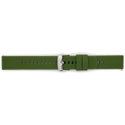 Horlogeband, Groen - 18mm. - Flexibele Silicone band met RVS gesp. - 19909