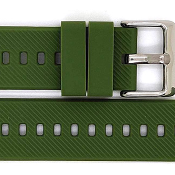 Horlogeband, Groen - 20mm. - Flexibele Silicone band met RVS gesp. - 19910