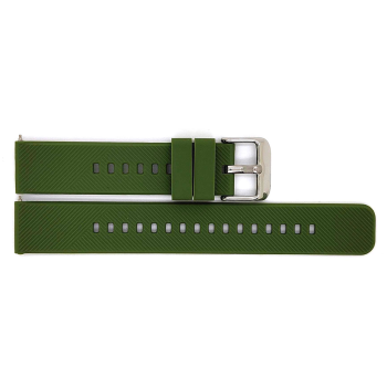 Horlogeband, Groen - 20mm. - Flexibele Silicone band met RVS gesp. - 19910