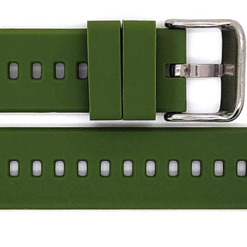 Horlogeband, Groen - 22mm. - Flexibele Silicone band met RVS gesp. - 19911