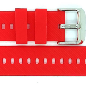 Horlogeband, Rood - 18mm. - Flexibele Silicone band met RVS gesp. - 19912