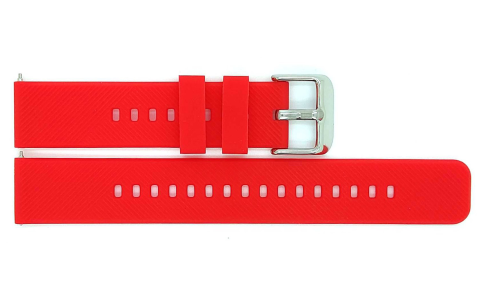 HC Horlogeband, Rood - 18mm. - Flexibele Silicone band met RVS gesp. - 19912