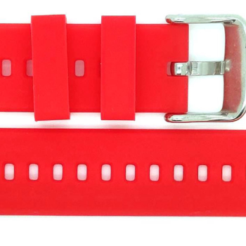 Horlogeband, Rood - 18mm. - Flexibele Silicone band met RVS gesp. - 19912 Horlogeband, Rood - 18mm. - Flexibele Silicone band met RVS gesp. - 19912
