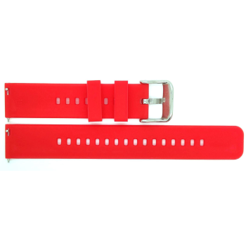 Horlogeband, Rood - 18mm. - Flexibele Silicone band met RVS gesp. - 19912