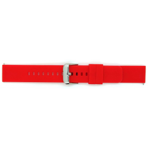 Horlogeband, Rood - 18mm. - Flexibele Silicone band met RVS gesp. - 19912