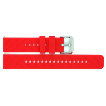 Horlogeband, Rood - 20mm. - Flexibele Silicone band met RVS gesp. - 19913