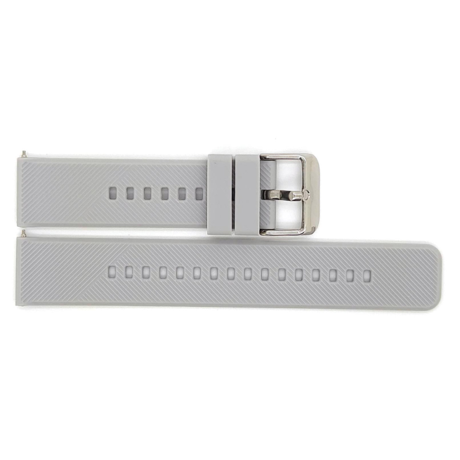 Horlogeband, Grijs - 20mm. - Flexibele Silicone band met RVS gesp. - 19919