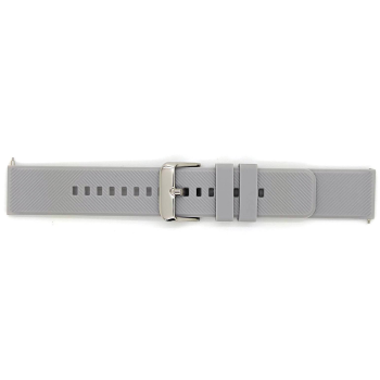 Horlogeband, Grijs - 20mm. - Flexibele Silicone band met RVS gesp. - 19919