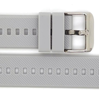 Horlogeband, Grijs - 22mm. - Flexibele Silicone band met RVS gesp. - 19920