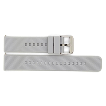 Horlogeband, Grijs - 22mm. - Flexibele Silicone band met RVS gesp. - 19920