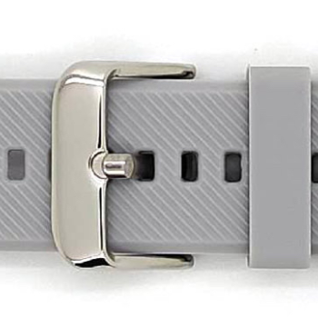Horlogeband, Grijs - 22mm. - Flexibele Silicone band met RVS gesp. - 19920