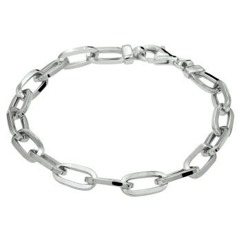 Armband, zilver gerhodineerd ovale schakel (lengte: 19cm.) - 19948