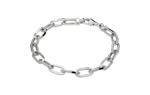 Armband, zilver gerhodineerd ovale schakel (lengte: 19cm.) - 19948