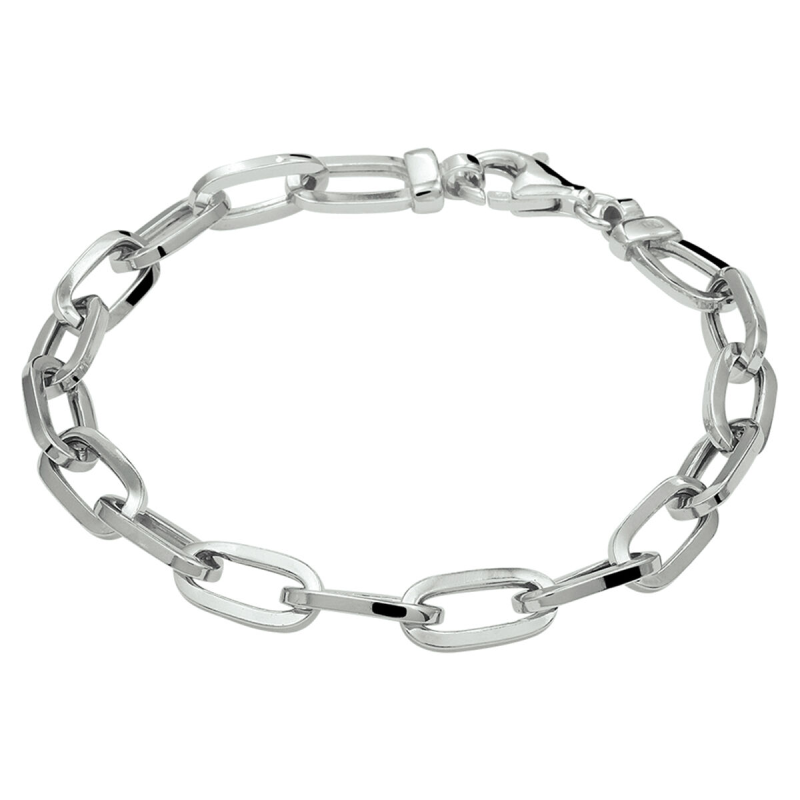 Armband, zilver gerhodineerd ovale schakel (lengte: 19cm.) - 19948