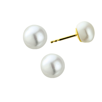 Oorknoppen, 14krt.goud met zoetwaterparel bouton (7mm.) - 20261 Oorknoppen, 14krt.goud met zoetwaterparel bouton (7mm.) - 20261