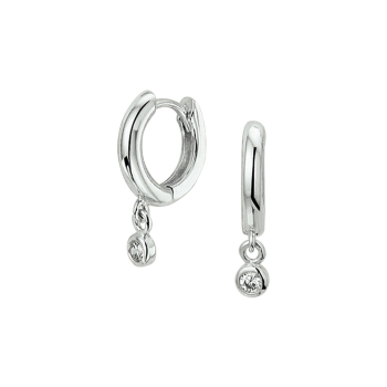 Oorringen, zilver met zirkonia (10,5x2mm.) - 20275 Oorringen, zilver met zirkonia (10,5x2mm.) - 20275
