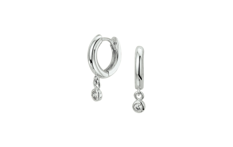 HC Oorringen, zilver met zirkonia (10,5x2mm.) - 20275