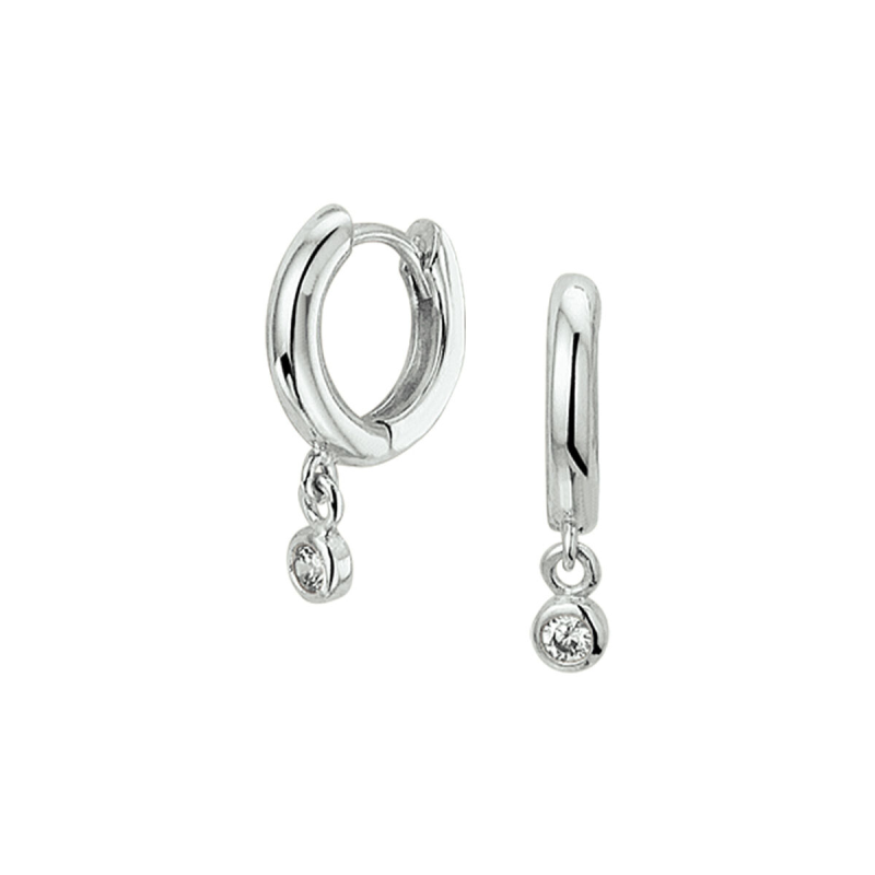 Oorringen, zilver met zirkonia (10,5x2mm.) - 20275