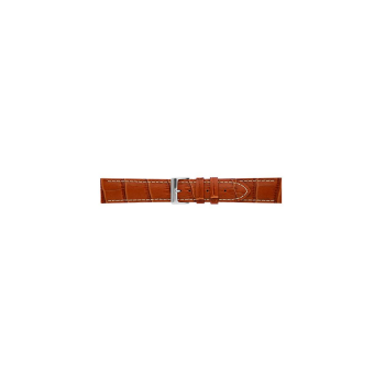 Alligator print calf leather strap, mat. With strong case and buckle connection, stitched loop and stainless steel buckle. This strap has soft leather lining and is super flexible. White stitching - 20304