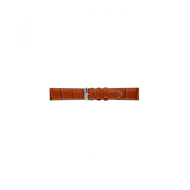 Alligator print calf leather strap, mat. With strong case and buckle connection, stitched loop and stainless steel buckle. This strap has soft leather lining and is super flexible. White stitching - 20304