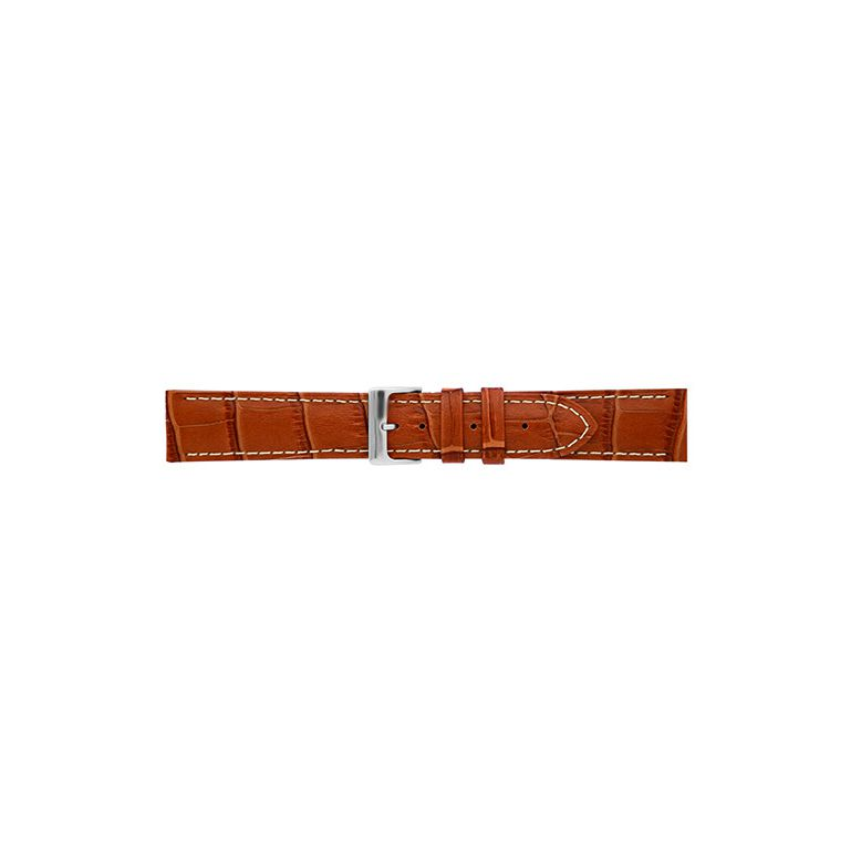 Alligator print calf leather strap, mat. With strong case and buckle connection, stitched loop and stainless steel buckle. This strap has soft leather lining and is super flexible. White stitching - 20304 Alligator print calf leather strap, mat. With strong case and buckle connection, stitched loop and stainless steel buckle. This strap has soft leather lining and is super flexible. White stitching - 20304