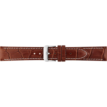 Alligator print calf leather strap, mat. With strong case and buckle connection, stitched loop and stainless steel buckle. This strap has soft leather lining and is super flexible. White stitching - 20304 Alligator print calf leather strap, mat. With strong case and buckle connection, stitched loop and stainless steel buckle. This strap has soft leather lining and is super flexible. White stitching - 20304
