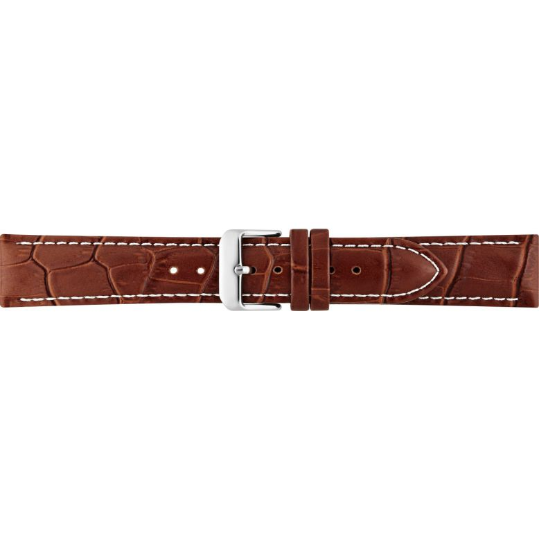 Alligator print calf leather strap, mat. With strong case and buckle connection, stitched loop and stainless steel buckle. This strap has soft leather lining and is super flexible. White stitching - 20304 Alligator print calf leather strap, mat. With strong case and buckle connection, stitched loop and stainless steel buckle. This strap has soft leather lining and is super flexible. White stitching - 20304