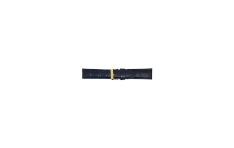Alligator print calf leather watch strap. Blauw - 20308