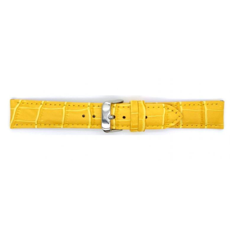 Alligator print calf leather strap, mat. With strong case and buckle connection, stitched loop and stainless steel buckle. This strap has soft leather lining and is super flexible - 20311