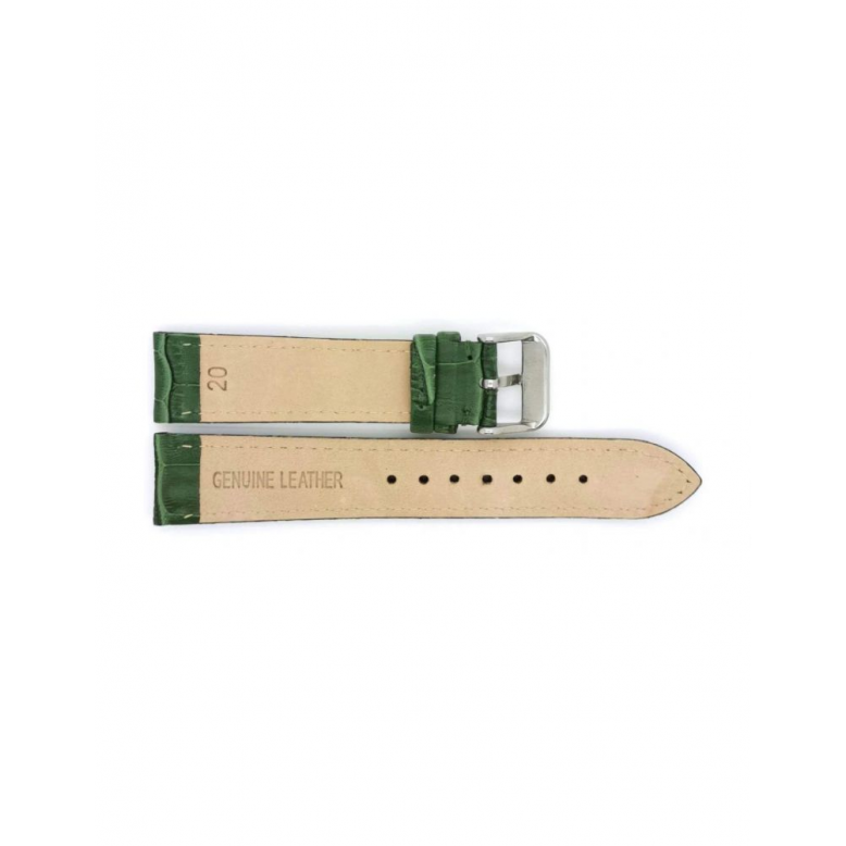 Alligator print calf leather strap, mat. With strong case and buckle connection, stitched loop and stainless steel buckle. This strap has soft leather lining and is super flexible - 20313