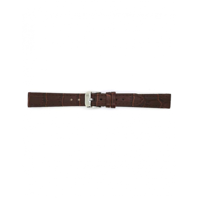 Horlogeband 14mm, Bruin met Kroko print. - 20314