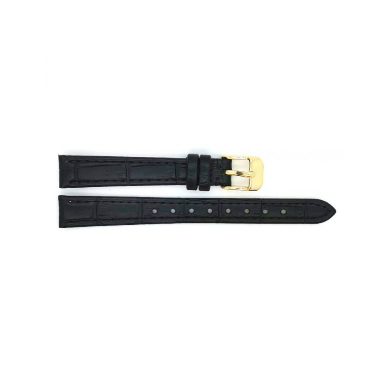 Horlogeband 14mm Zwart Krokodillenprint - 20322