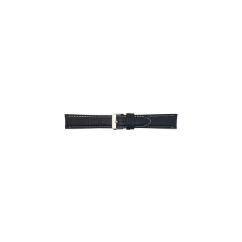 Horlogeband 22mm, Zwart met witte stiksel. - 20349