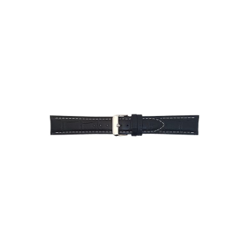 Horlogeband 22mm, Zwart met witte stiksel. - 20349