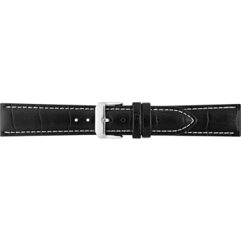 Horlogeband 22mm, Zwart met witte stiksel. - 20349 Horlogeband 22mm, Zwart met witte stiksel. - 20349