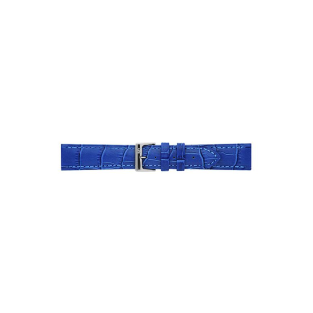 Alligator print calf leather watch strap, mat. Blauw - 20324
