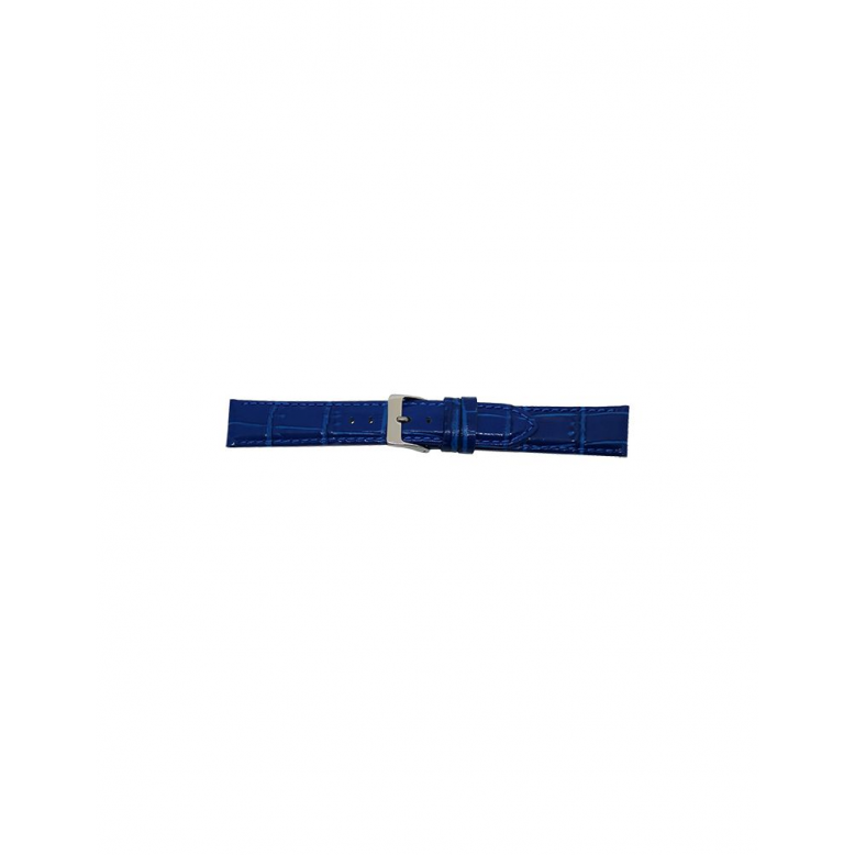 Alligator print calf leather watch strap, mat. Blauw - 20324