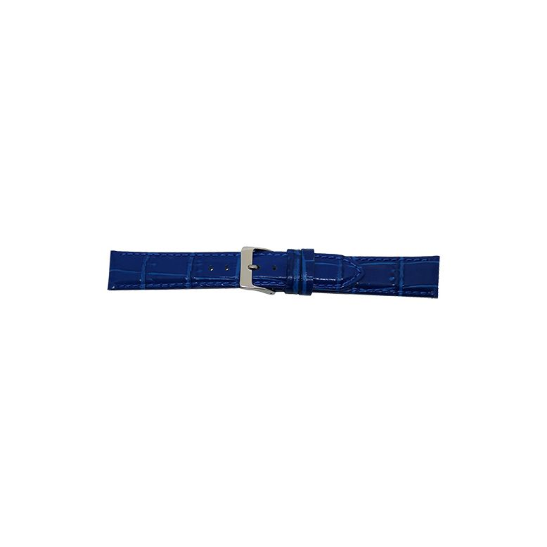 Alligator print calf leather watch strap, mat. Blauw - 20324