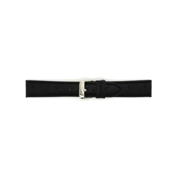 Horlogeband 18mm Zwart, Struisvogel print - 20333