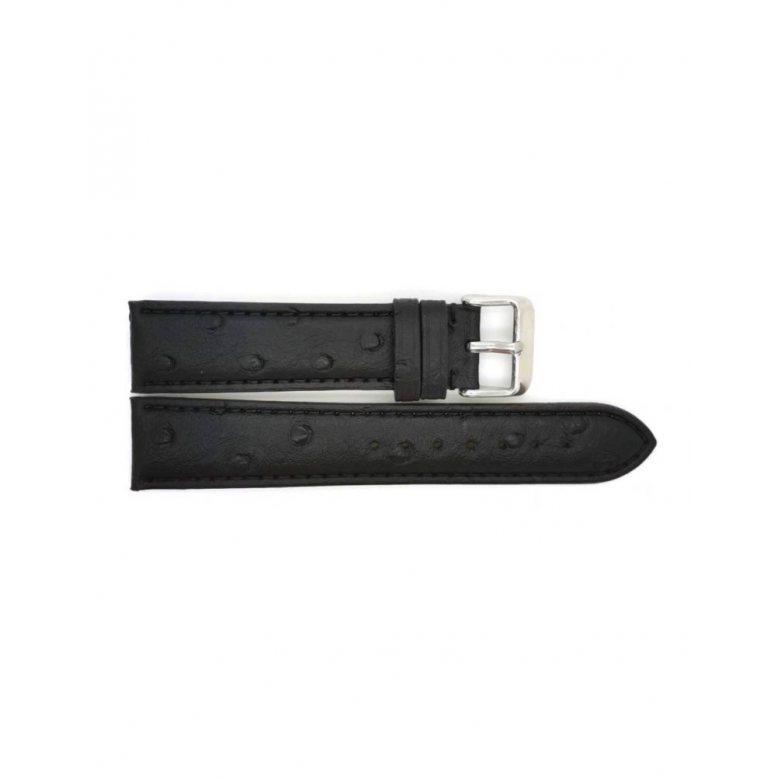 Horlogeband 18mm Zwart, Struisvogel print - 20333