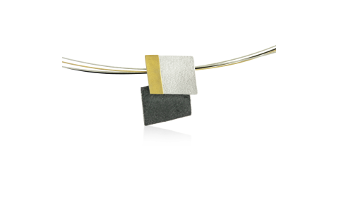 AUDAR Collier met hanger, model 1800 zilver/18krt.goud 17x21mm. (lengte:45cm.) - 20443