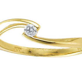 Ring, 14krt.goud met diamant 0,06ct. (maat 54) - 20245