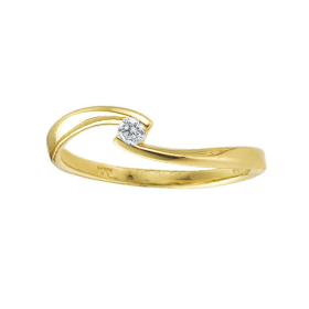 Ring, 14krt.goud met diamant 0,06ct. (maat 54) - 20245 Ring, 14krt.goud met diamant 0,06ct. (maat 54) - 20245