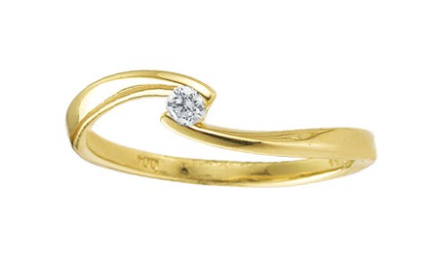 HC Ring, 14krt.goud met diamant 0,06ct. (maat 54) - 20245